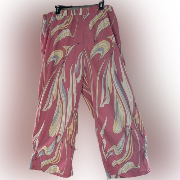 Emery Rose Women's Palazzo Wide Leg Pants‎ With Elastic Waist Pink Marble 4XL - Picture 1 of 3